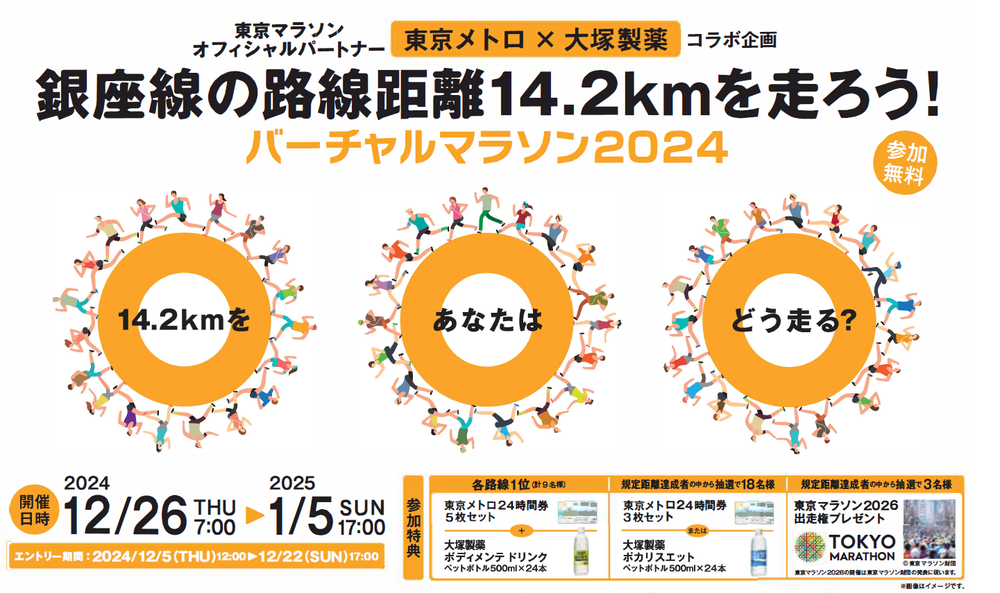 東京マラソン2026　東京メトロ　大塚製薬